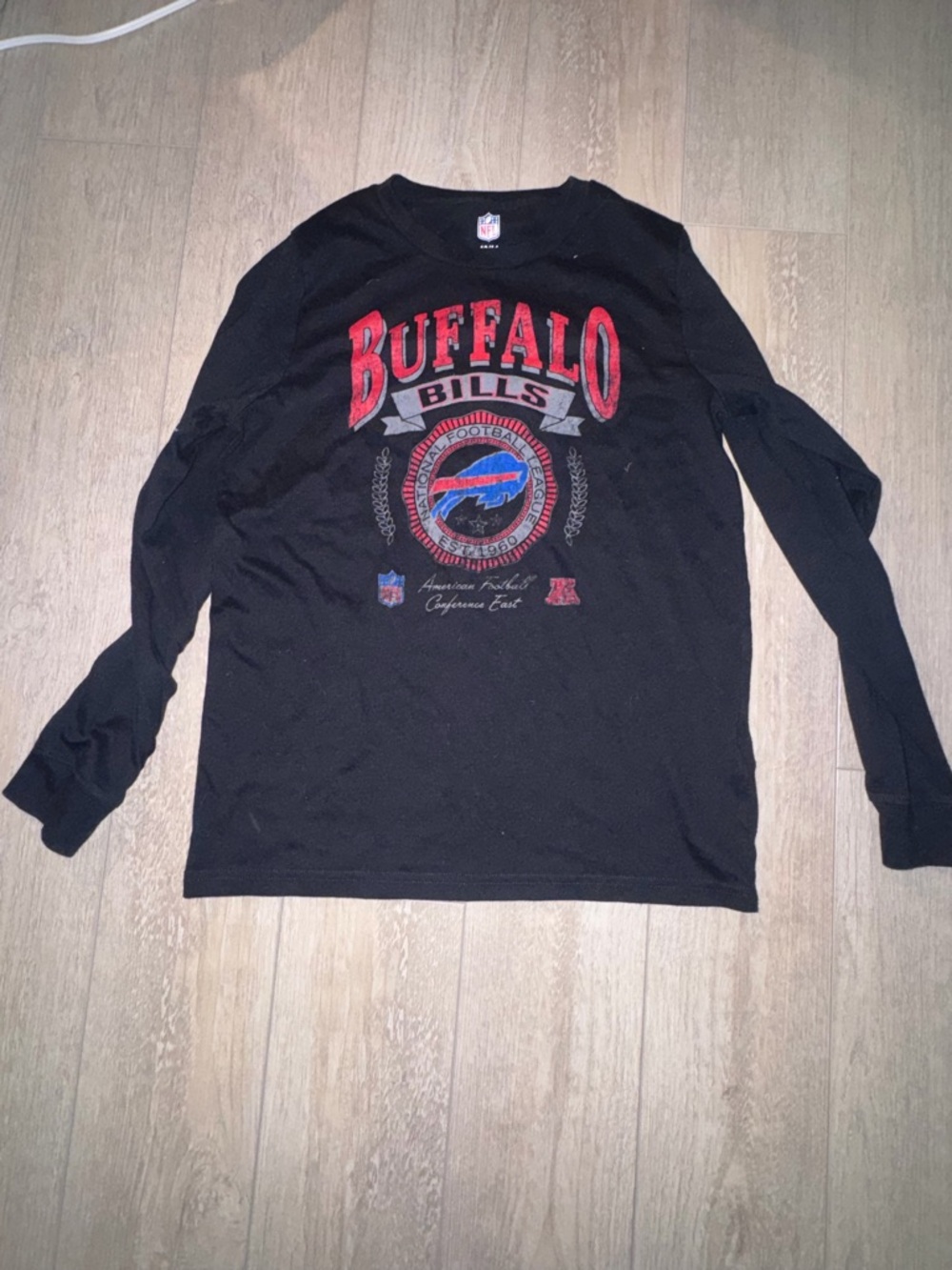 NFL Buffalo Bills Long Sleeve Shirt - Black with Red and Blue Logo
